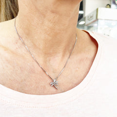 Collar de plata palmera con circonitas para mujer