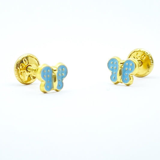 Pendientes Oro 18K Mariposas esmaltadas para niña