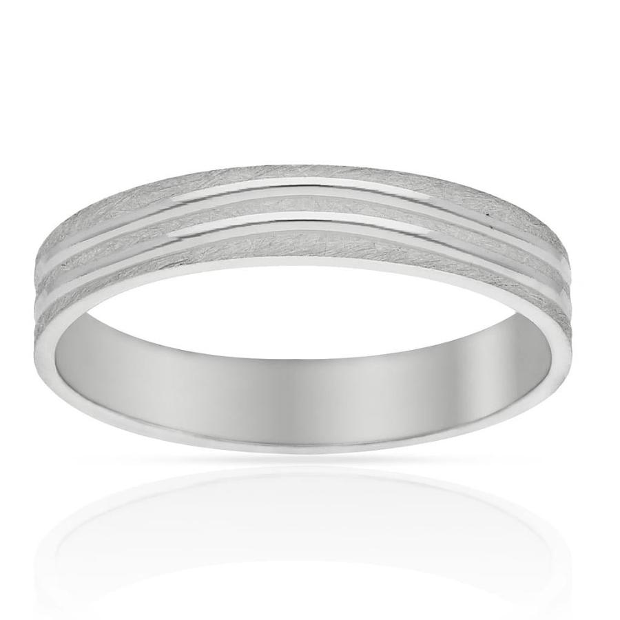 Alianza de boda oro blanco tallada barata, anillos de boda mallorca