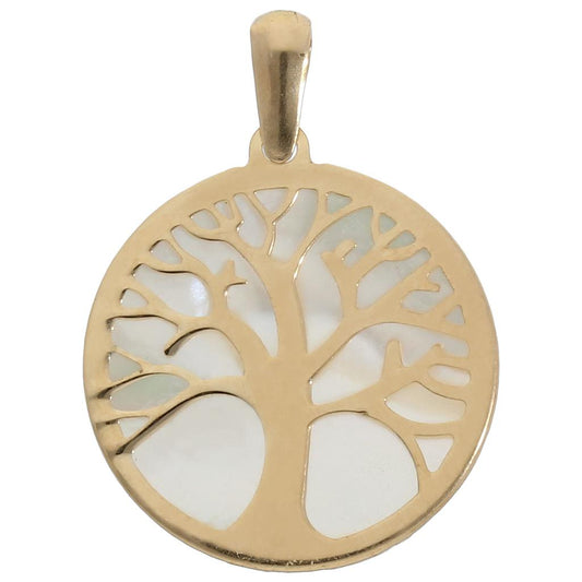 Colgante de oro 18k Arbol de la vida con nacar para mujer