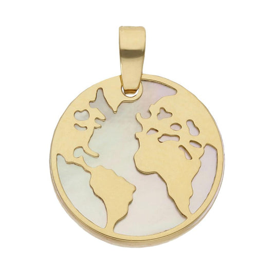 Colgante de oro 18k MUNDO con nacar para mujer