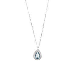 Collar Salvatore Plata cristal azul y circonitas para mujer