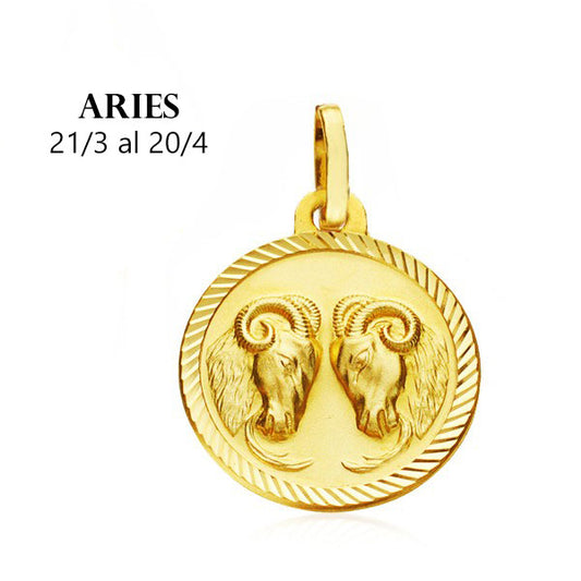 Comprar Colgante de oro 18K. medalla horoscopo aries 20mm para mujer online precios baratos, comprar Colgante de oro 18K. medalla horoscopo 20mm para mujer en Mallorca