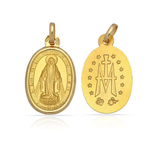 Colgante medalla en Oro de 18K Virgen de la milagrosa 21mm para mujer