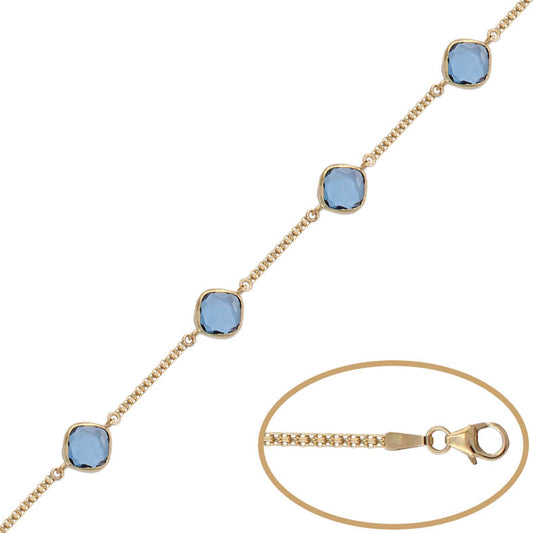 Pulsera de oro 18kl  bismark piedra azul para mujer