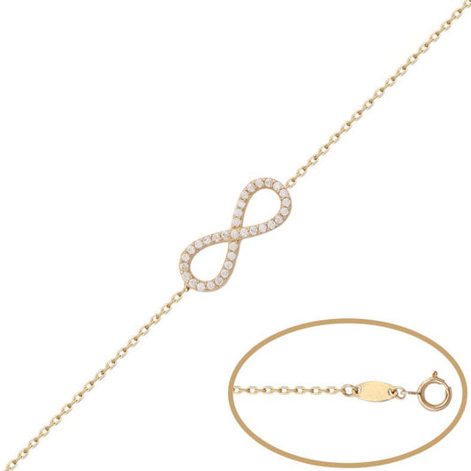 Comprar pulsera de oro 18kt infinito con circonitas para mujer online precios baratos, comprar pulsera de oro 18kt infinito con circonitas para mujer en Mallorca