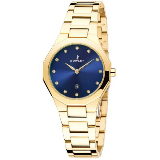 Reloj NOWLEY PRISMA dorado esfera azul con circonitas para mujer