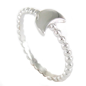 Anillo plata rodiada luna brazo de bolitas de 1.5 mm - Joyeria Zeller