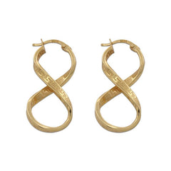 Pendientes de oro 18k forma de Infinito con greca 32mm para mujer