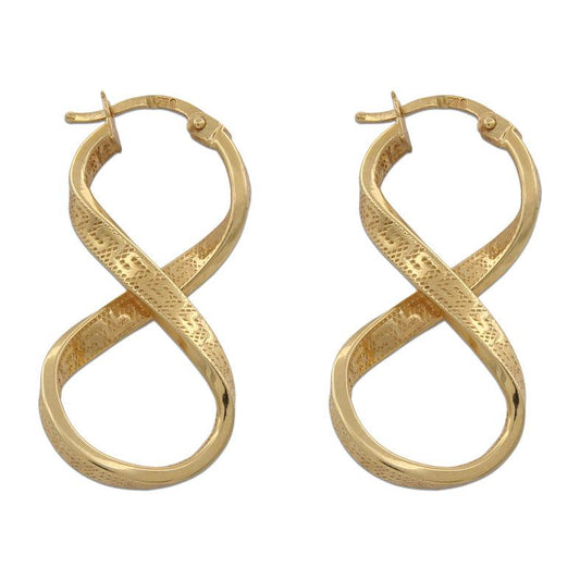 Pendientes de oro 18k forma de Infinito con greca 40mm para mujerr