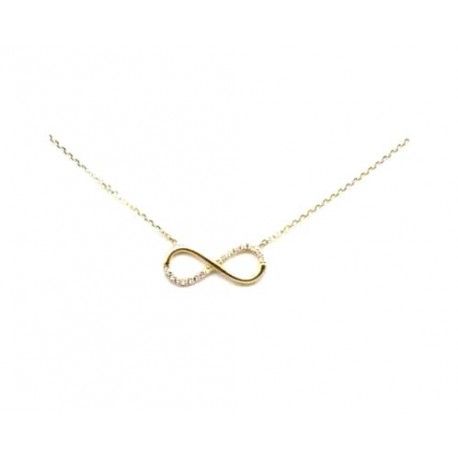 Collar oro 18K Infinito con circonitas para mujer - Joyeria Zeller