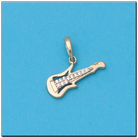 Colgante de oro 18k Guitarra con circonitas para mujer