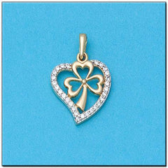 COLGANTE EN ORO DE 18KL CORAZON Y TREBOL - Joyeria Zeller