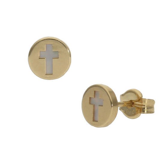 PENDIENTES ORO 18KL CRUZ NACAR - 6MM - Joyeria Zeller