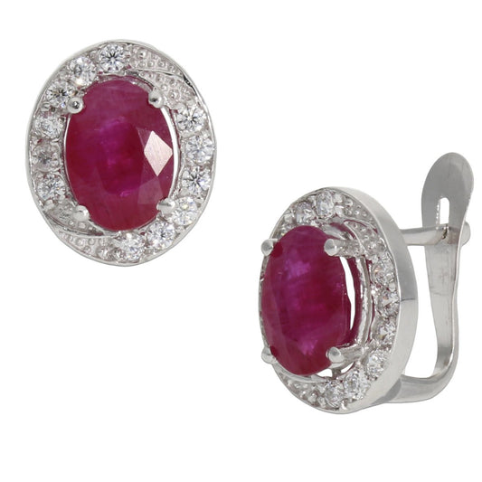 PENDIENTES ORO BLANCO 18KL RUBIES FINOS - Joyeria Zeller