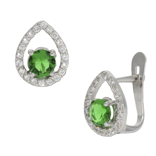 PENDIENTES ORO BLANCO 18KL VERDE - Joyeria Zeller