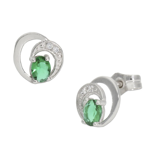 PENDIENTES ORO BLANCO 18KL VERDE - Joyeria Zeller