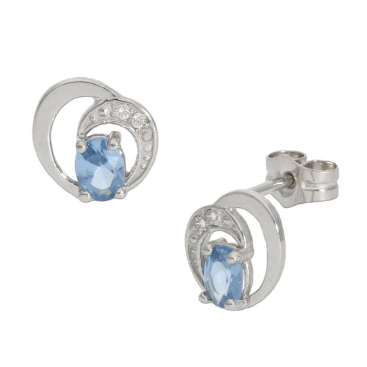 PENDIENTES ORO BLANCO 18KL AGUA MARINA - Joyeria Zeller