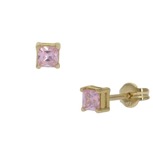 PENDIENTES ORO 18KL ROSA - 3.5X3.5MM - Joyeria Zeller