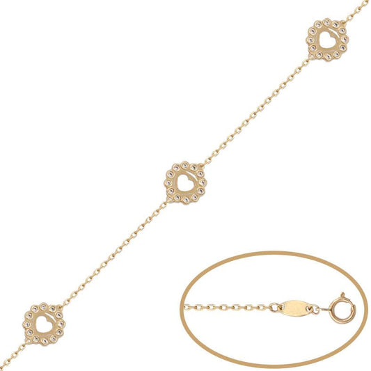 PULSERA CORAZONES ORO 18KL CIRCONITAS - Joyeria Zeller