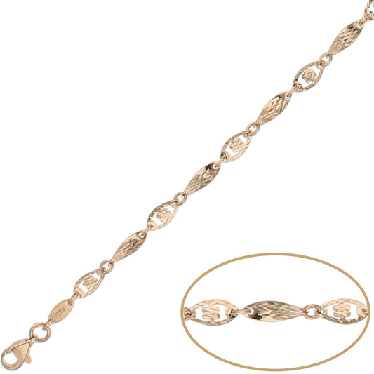 Pulsera de Oro 18k Eslabón ovalado tallado 4mm